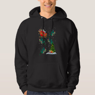 Funny Xmas Lighting Tree Santa Riding Hummingbird  Hoodie