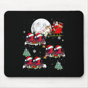 Funny Xmas Lighting Tree Santa Riding Octopus Chri Mouse Pad