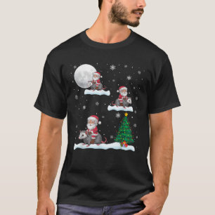 Funny Xmas Lighting Tree Santa Riding Opossum Chri T-Shirt
