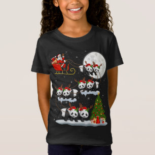 Funny Xmas Lighting Tree Santa Riding Panda Christ T-Shirt