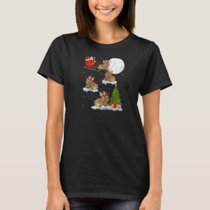 Funny Xmas Lighting Tree Santa Riding Rabbit Chris T-Shirt