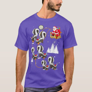 Funny Xmas Lighting Tree Santa Riding Skunk Christ T-Shirt
