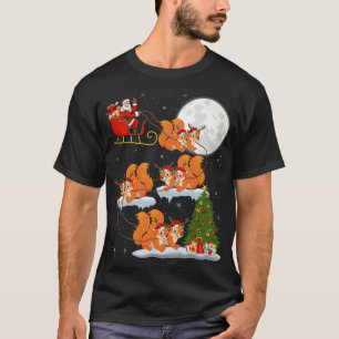 Funny Xmas Lighting Tree Santa Riding Squirrel Chr T-Shirt