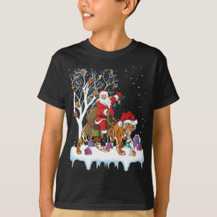 Funny Xmas Lighting Tree Santa Riding Tiger Christ T-Shirt
