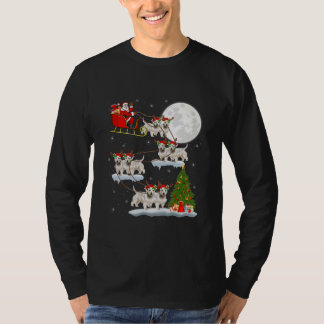 Funny Xmas Lighting Tree Santa Riding Westie T-Shirt