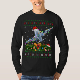 Funny Xmas Lighting Tree Santa Ugly Aeroplane Chri T-Shirt