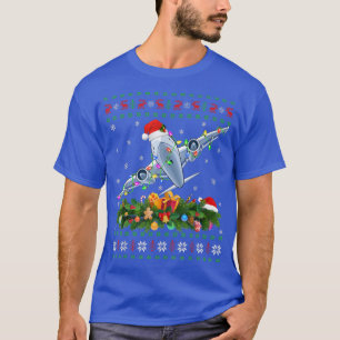 Funny Xmas Lighting Tree Santa Ugly Aeroplane Chri T-Shirt