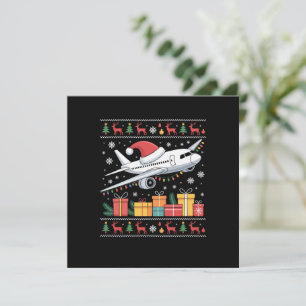 Funny Xmas Lighting Tree Santa Ugly Airplane Invitation
