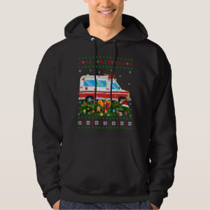 Funny Xmas Lighting Tree Santa Ugly Ambulance Chri Hoodie