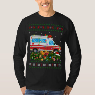 Funny Xmas Lighting Tree Santa Ugly Ambulance Chri T-Shirt