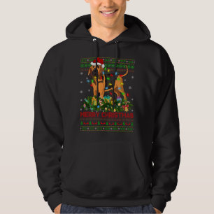 Funny Xmas Lighting Tree Santa Ugly Bloodhound Chr Hoodie