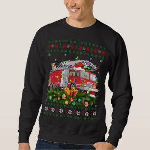 Funny Xmas Lighting Tree Santa Ugly Fire Truck Chr Sweatshirt