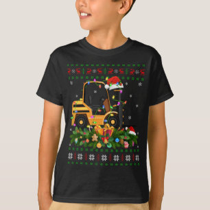 Funny Xmas Lighting Tree Santa Ugly Forklift Chris T-Shirt