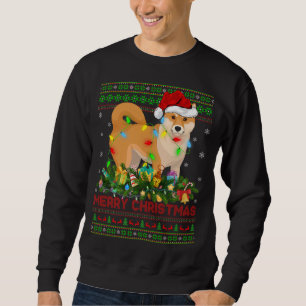 Funny Xmas Lighting Tree Santa Ugly Shiba Inu Dog Sweatshirt