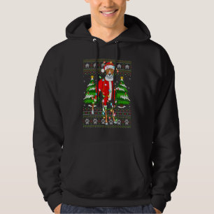 Funny Xmas Lighting Ugly Santa Whippet Christmas Hoodie