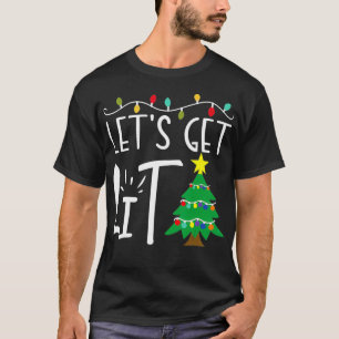 Funny Xmas Lights Let's Get Lit Christmas Adults T-Shirt