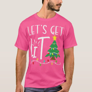Funny Xmas Lights Let's Get Lit Christmas Adults T-Shirt