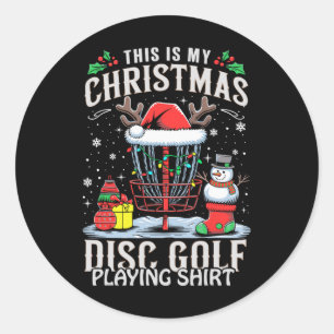 Funny Xmas Lights This Is My Christmas Disc Golf P Classic Round Sticker