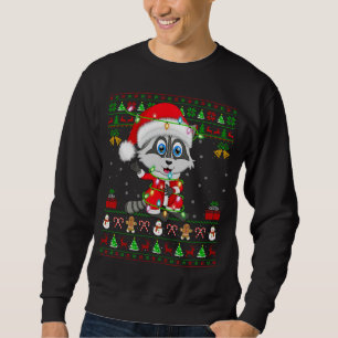 Funny Xmas Lights Ugly Sweater Style Santa Racoon