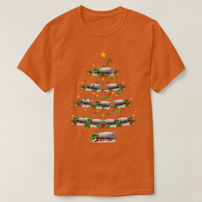 Funny Xmas Matching Santa Cement Mier Truck Christ T-Shirt (Design Front)