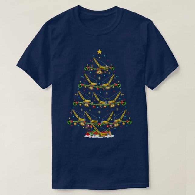 Funny Xmas Matching Santa Construction Crane Chris T-Shirt (Design Front)