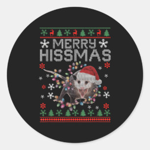 Funny Xmas Merry Hissmas Ssum Lovers Ossum Christm Classic Round Sticker