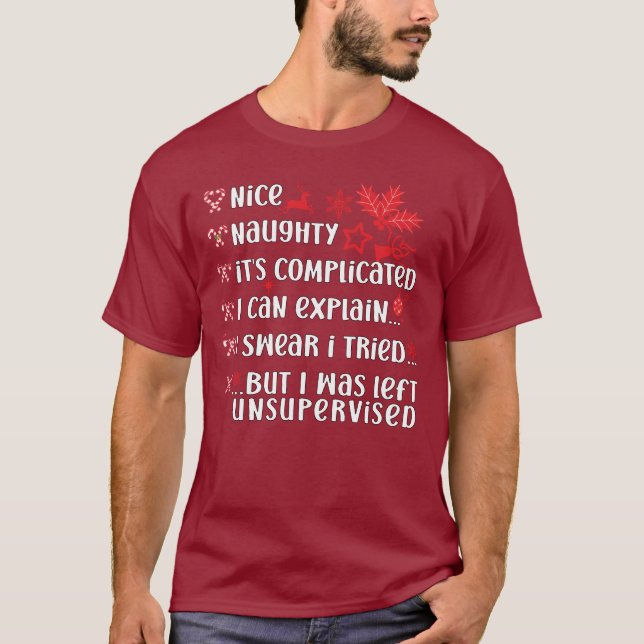 Funny Xmas Nice Naughty List Funny Christmas Santa T-Shirt (Front)