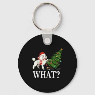 Funny Xmas Odle Pushing Christmas Tree Over Dog Wh Key Ring