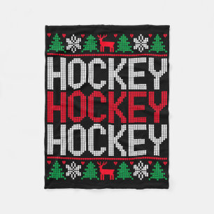 Funny Xmas Ornaments Ugly Christmas Sweater Hockey Fleece Blanket