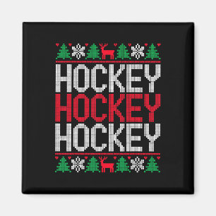 Funny Xmas Ornaments Ugly Christmas Sweater Hockey Magnet