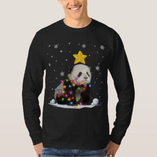 Funny Xmas Panda Bear Animals Lover Christmas Tree T-Shirt