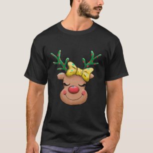 Funny Xmas Reindeer Red Nose Elk Santa Christmas W T-Shirt