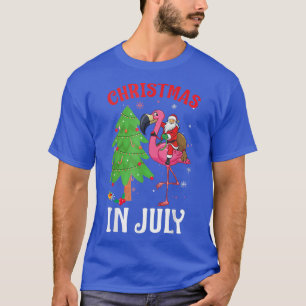 Funny Xmas Santa Flamingo Christmas In July T-Shirt