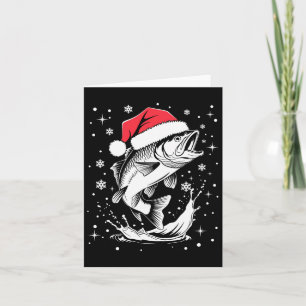 Funny Xmas Santa Hat Fish Christmas Fishing Card