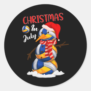 Funny Xmas Santa Hat Volleyball Snowman Christmas  Classic Round Sticker