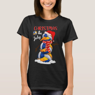 Funny Xmas Santa Hat Volleyball Snowman Christmas T-Shirt