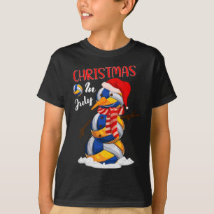 Funny Xmas Santa Hat Volleyball Snowman Christmas  T-Shirt