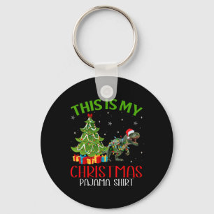 Funny Xmas Santa Lights This Is My Dinosaur Christ Key Ring