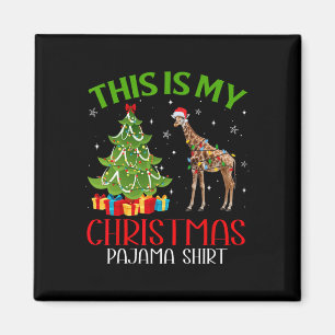 Funny Xmas Santa Lights This Is My Giraffe Christm Magnet