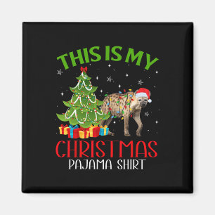 Funny Xmas Santa Lights This Is My Hyena Christmas Magnet