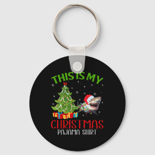 Funny Xmas Santa Lights This Is My Shark Christmas Key Ring