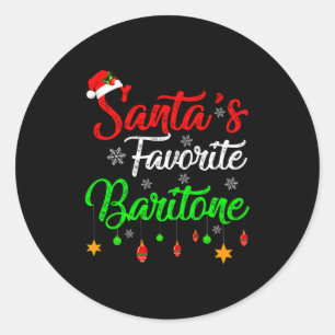 Funny Xmas Santas Favorite Baritone Christmas  Classic Round Sticker