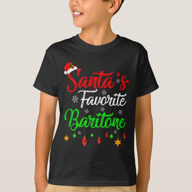 Funny Xmas Santas Favorite Baritone Christmas  T-Shirt (Front)