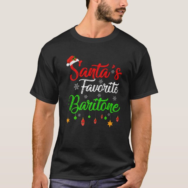 Funny Xmas Santa's Favourite Baritone Christmas T-Shirt (Front)