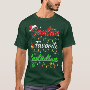 Funny Xmas Santa's Favourite Custodian Christmas T-Shirt