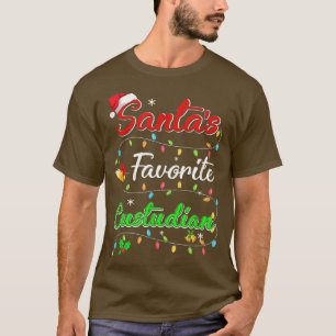 Funny Xmas Santa's Favourite Custodian Christmas T T-Shirt