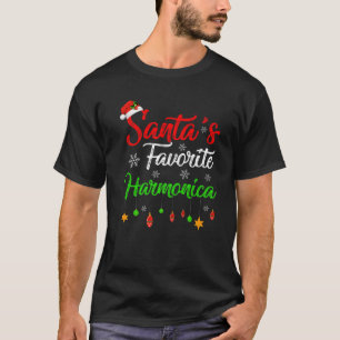 Funny Xmas Santa's Favourite Harmonica Christmas T-Shirt