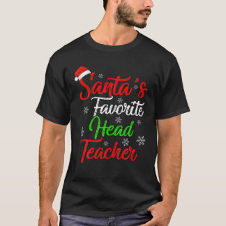 Funny Xmas Santa's Favourite Head Teacher Christma T-Shirt