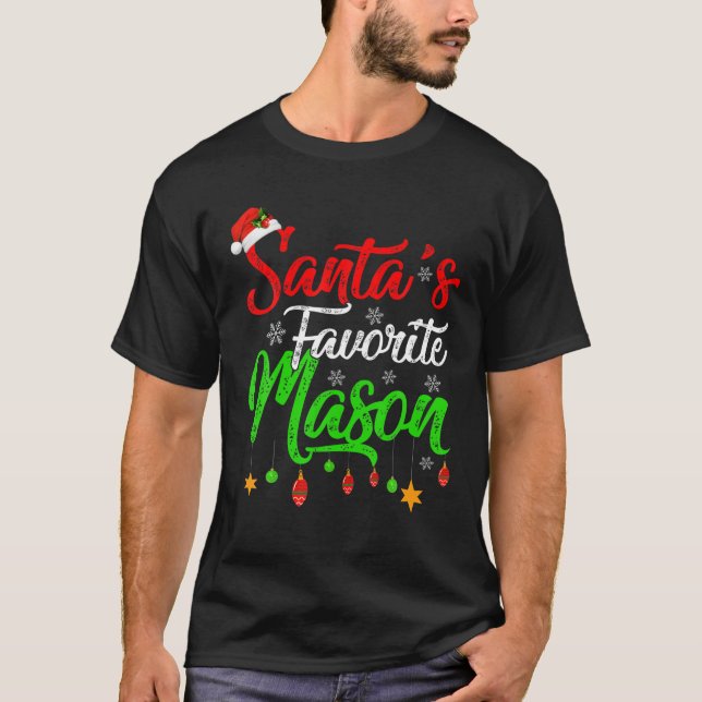 Funny Xmas Santa's Favourite Mason Christmas T-Shirt (Front)