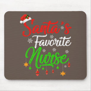 Funny Xmas Santa's Favourite Nurse Christmas Mouse Pad